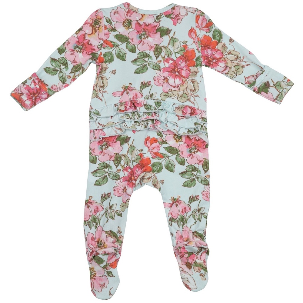 NWT: Angel Dear Woodrose Ruffle Zip Footie
